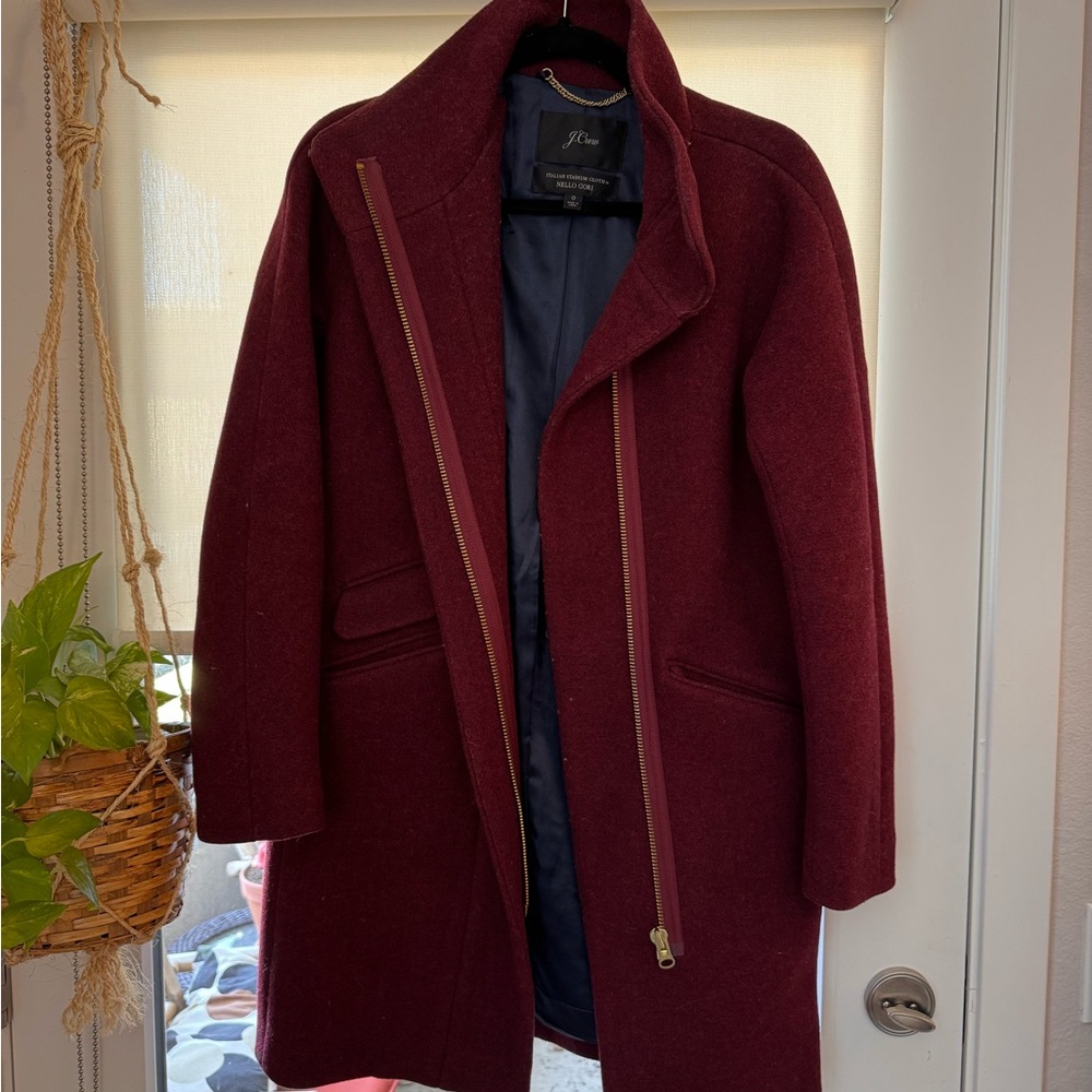 J. Crew Women's Wool Pea Coat in Deep Burgundy
